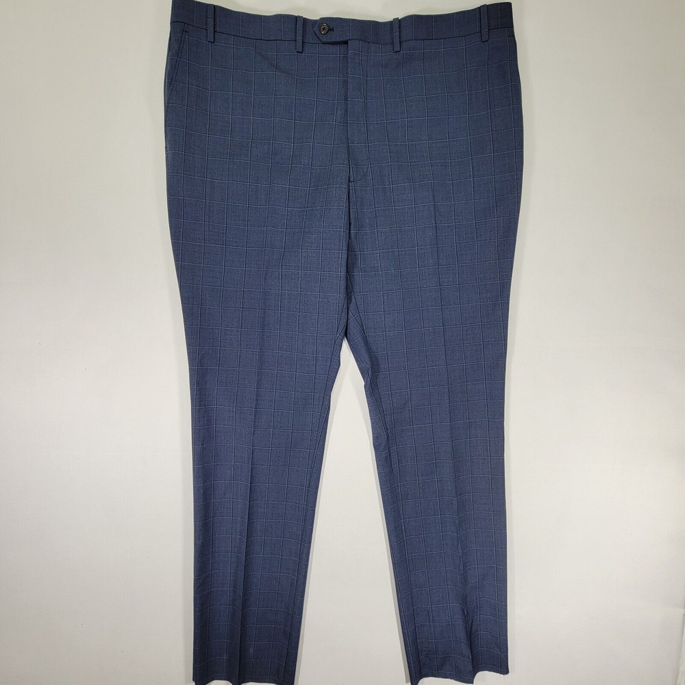 Ralph Lauren Mens Pants Flat Front Navy Plaid Poly Wool Size 44 / UNFINISHED - Picture 2 of 10